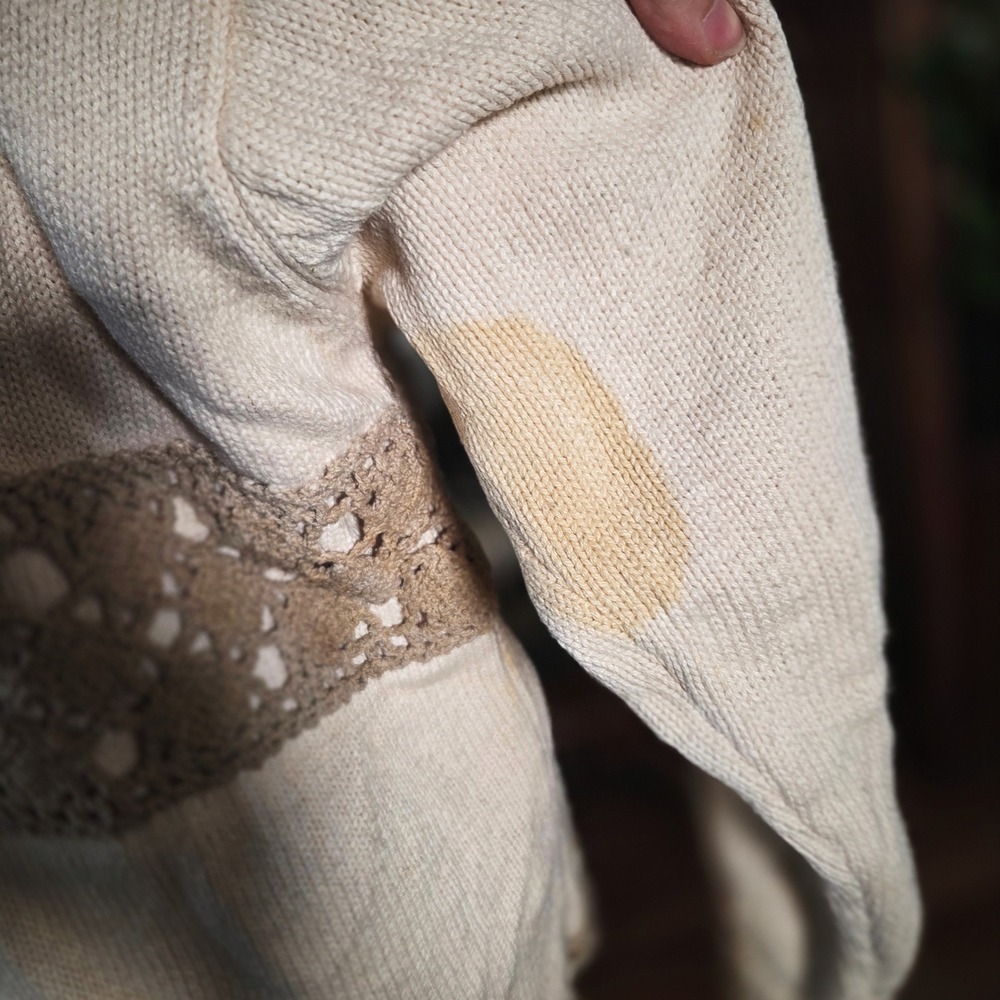 Vintage 90s BellePointe Embroidered Garden Crochet Cardigan Knit Plant Sweater - Picture 5 of 8